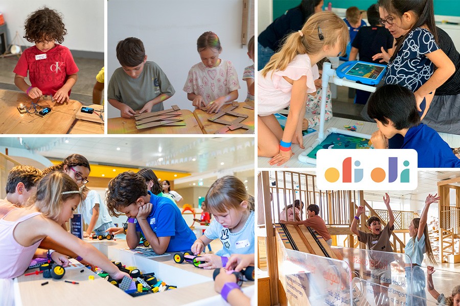 A fun collage of kids enjoying Lego playtime at Winter Camps in Dubai, showcasing creativity and teamwork