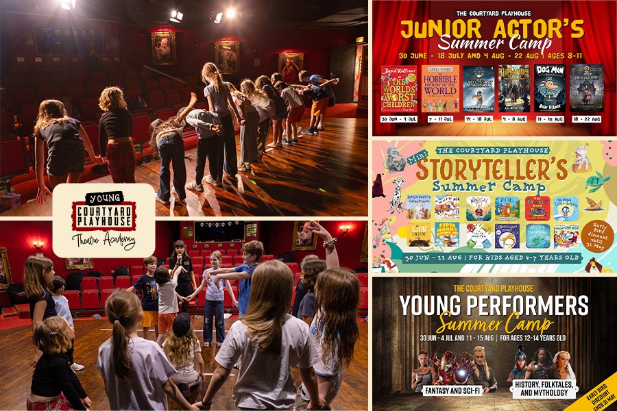 A collage of children performing on stage, showcasing talent at the Best Summer Camps in Dubai for 2025