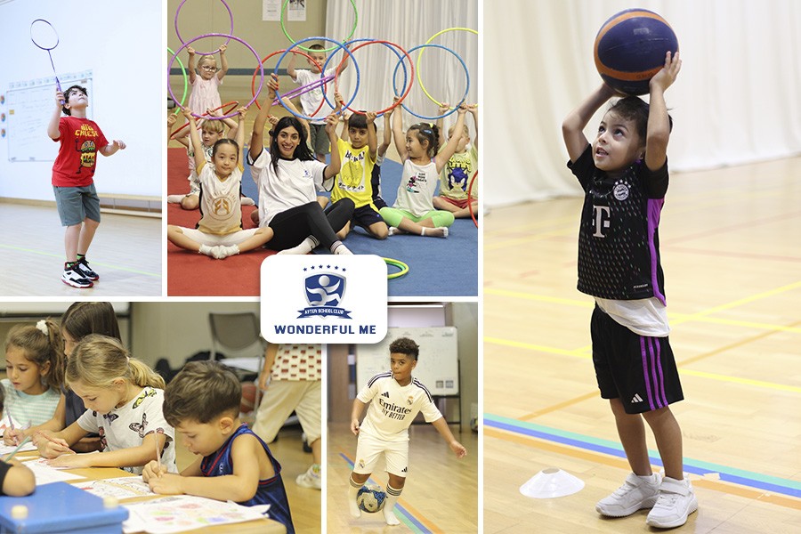A collage of children joyfully playing with hoops at the Holiday Camp by Wonderful Me