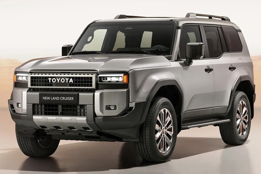 The new Toyota Land Cruiser displayed, featured in the Best Cars for Families in the UAE article