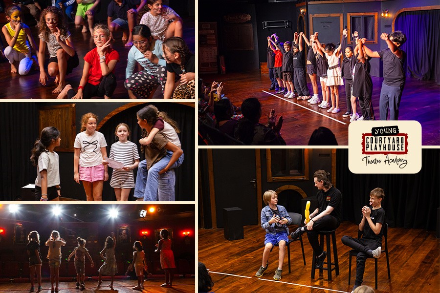 A collage of children performing on stage, showcasing talent and joy at the Best Summer Camps for Kids in Dubai