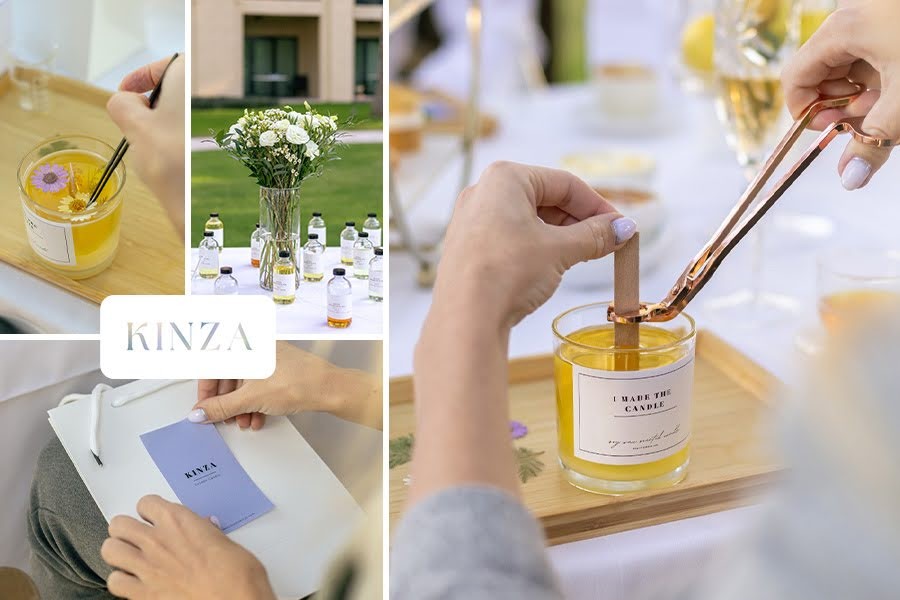 A collage featuring a Kids’ candle-making birthday party in Dubai